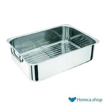 Roasting pan stainless steel with grid 36.5x26.5x10 cm
