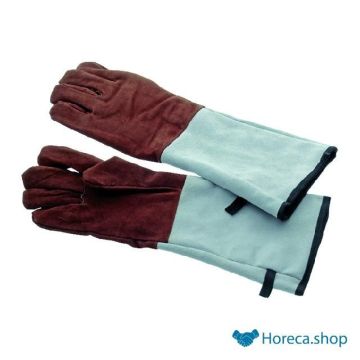Oven glove 45 cm pair 5 fingers leather lined up to 250