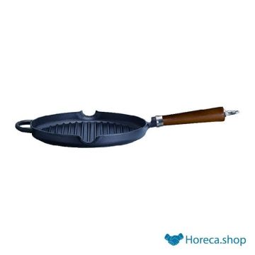 Grill pan cast iron 28 cm wooden handle - 120740