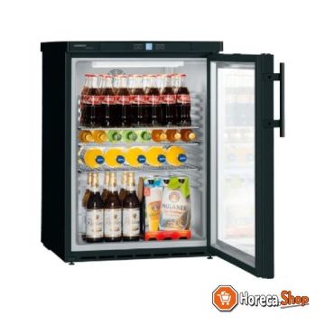 Onderbouw koelkast zwart| glazen deur | 141 liter | fkuv 1613 blackline | 600x615x(h)830mm