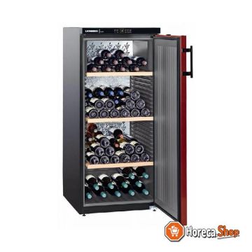 Wijnkoelkast zwart/bordeaux rood - dichte deur | 164 flessen |  | 322 liter | wkr 3211 | 60x74x(h)135cm