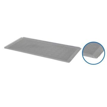Baking tray aluminum 800x400x10 perforated 4 open corners 45