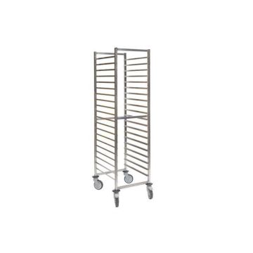 Stainless steel trolley 600x400 mm - 20 level - abs flat 2 wheels with - 2 without brakes