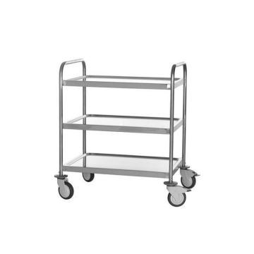 Stainless steel serving trolley with 3 levels, dim. 800 x 580 mm