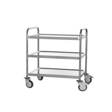 Stainless steel serving trolley with 3 levels, dimensions 1070 x 740 mm