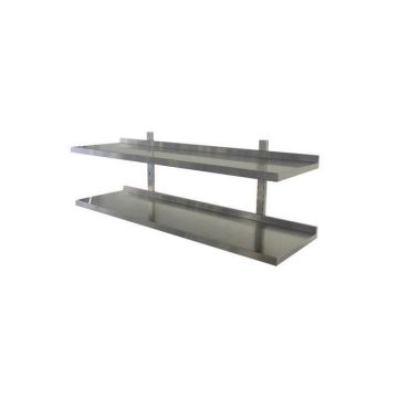 Stainless steel wall rack - complete kit - 2 levels - 1200x330mm - height 450mm