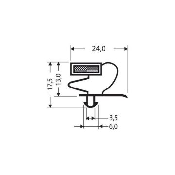 Magneetdichting - 2550mm lng inclusief magneet m18 grijs