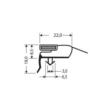 Magneetdichting - 2550mm lng inclusief magneet m66 grijs