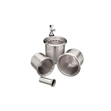 Stainless steel container for liquid waste - with tap