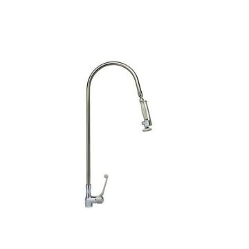 Classic one-hole pre-rinse shower - curved stainless steel tube and detachable flexible
