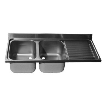 Premium line sink top with 2 sinks - drainer r - 1400x600 mm