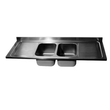 Premium line sink top with 2 sinks - drainer r and l - 2000x700 mm