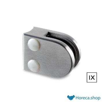 Flat glass clamp for glass thickness 8 mm - brushed stainless steel