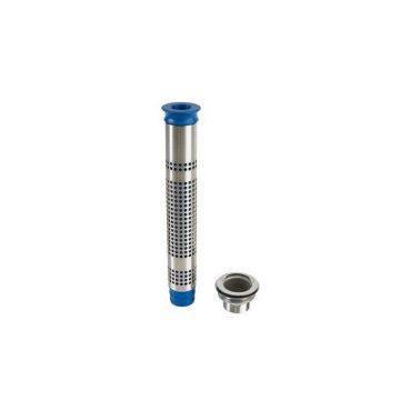 Perforated stainless steel standpipe with filter screen and drain grid - h = 205 mm