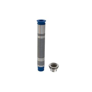 Perforated stainless steel standpipe with filter screen and drain grille - h = 255 mm