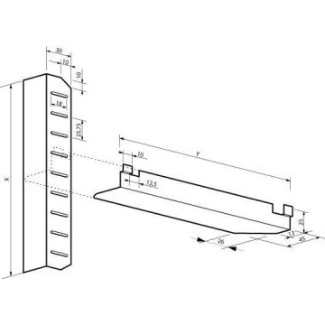 Guide en acier inoxydable longueur 1178 mm - pour meubles avec profondeur 1200 mm