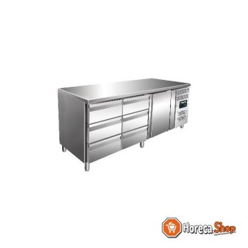 Refrigerated workbench incl. drawer set with 2 x 3 drawers model kylja 3150 tn