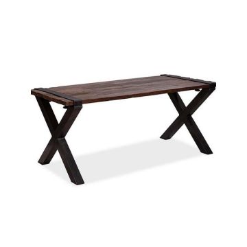 Old dutch tafel met barnwood-tafelblad, laag, x-frame, 180x80x76 cm (lxbxh), 30180lx