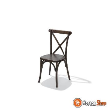Crossback stapelstoel massief hout, bruin, 48x47x88cm (lxbxh), 50100