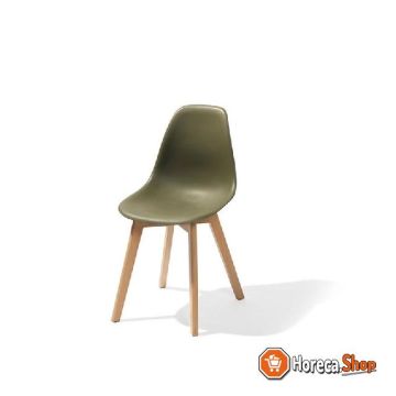 Keeve stapelbare stoel groen, berkenhouten frame en kunststof zitting, 47x53x83cm (lxbxh), 505f01sdg