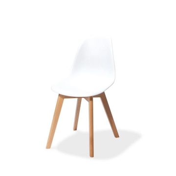 Keeve stapelbare stoel wit , berkenhouten frame en kunststof zitting, 47x53x83cm (lxbxh), 505f01sw
