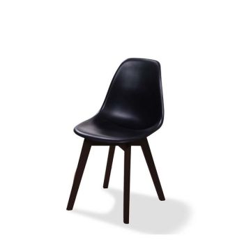 Keeve stapelbare stoel zwart, berkenhouten frame en kunststof zitting, 47x53x83cm (lxbxh), 505fd01sb