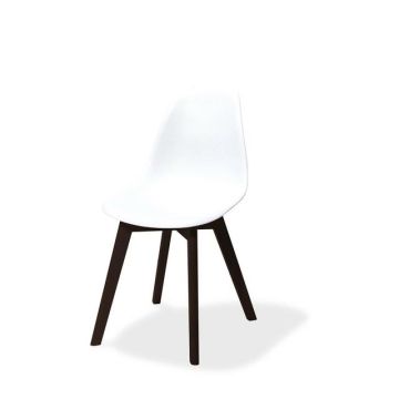 Keeve stapelbare stoel wit, berkenhouten frame en kunststof zitting, 47x53x83cm (lxbxh), 505fd01sw