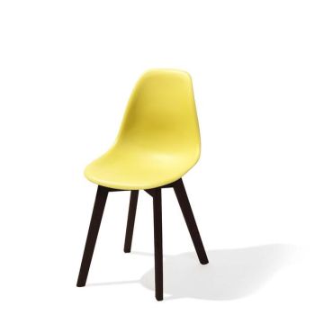 Keeve stapelbare stoel geel, berkenhouten frame en kunststof zitting, 47x53x83cm (lxbxh), 505fd01sy