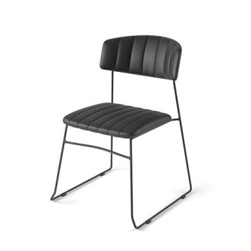 Mundo stapelstoel zwart, kunstleder, brandvertragend, 54x55x79cm (lxbxh), 53002