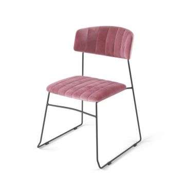Mundo stapelstoel roze, velvet gestoffeerd, brandvertragend, 54x55x79cm (lxbxh), 53005