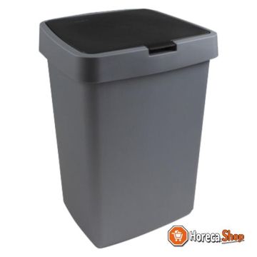 Delta afvalbak 25 liter plat grijs/zwart