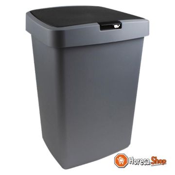 Delta afvalbak 50 liter met plat deksel grijs/zwart