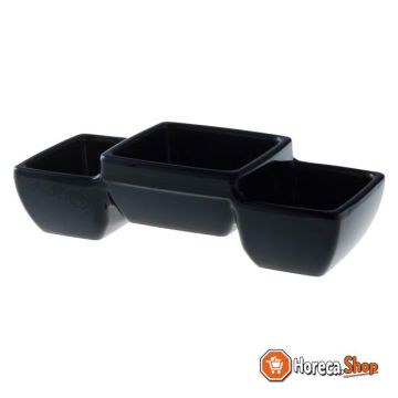 Dish 14x6 3-compartment, black,
