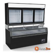 Wall mounted freezer unit black 3 glass doors