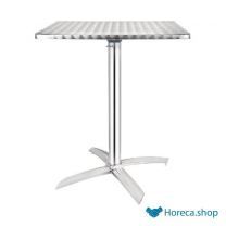 Square bistro table with tiltable stainless steel top 60 cm