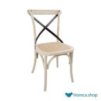 Bolero houten stoel met gekruiste rugleuning ecru 2 stuks