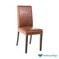 Chaise de salle à manger contemporaine  en simili cuir marron antique - 2 pièces