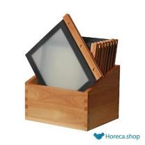 Menu folder set with wooden box a4 black