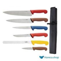 Color coded 6-piece knife set with sheath