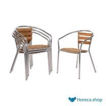 Aluminium en essenhouten stoelen met armleuning (4 stuks)