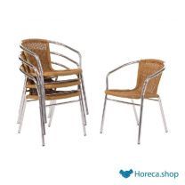 Aluminium en polyrotan stoel naturel (4 stuks)